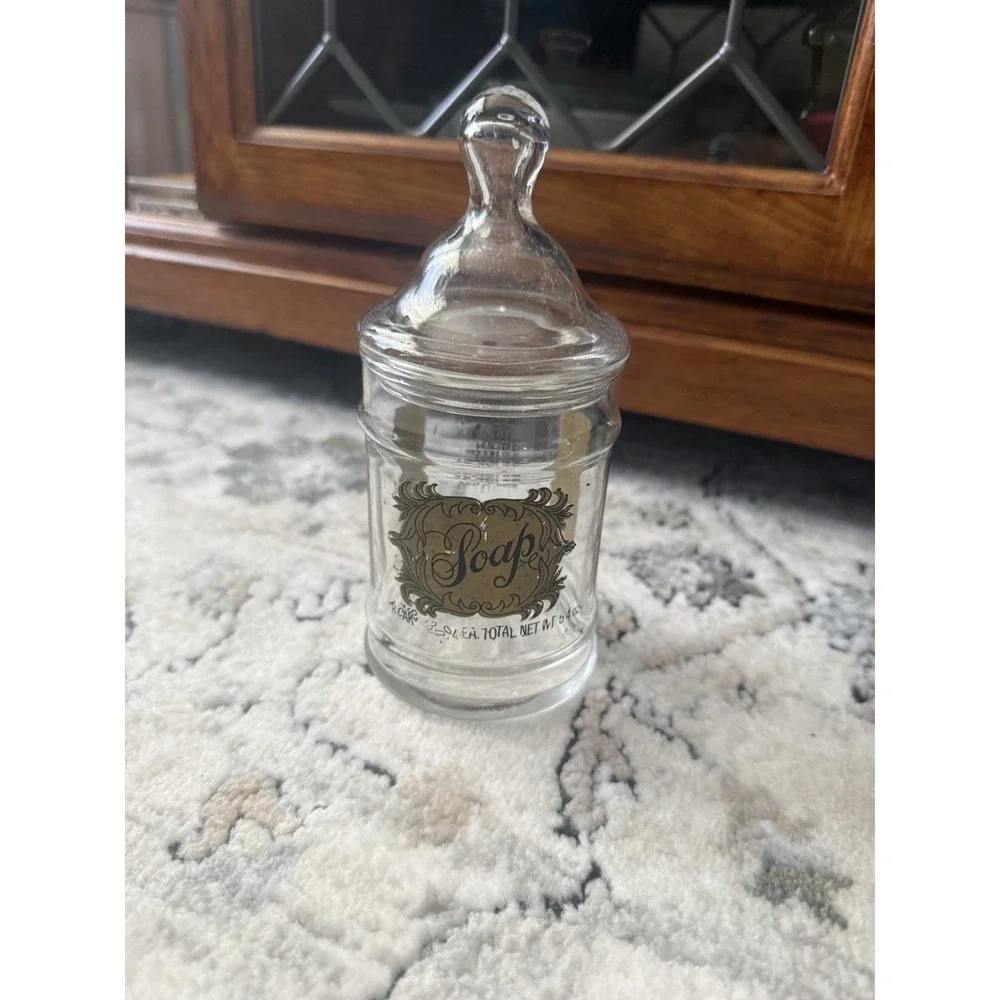 Vintage Jar With Lid/Apothecary W/Gold Trim ~6.5